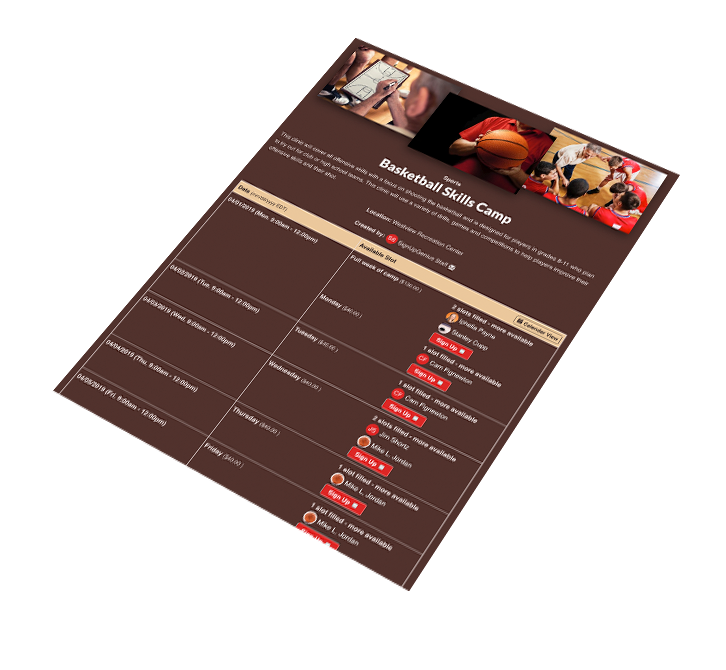 Register Basketball Camp Participants