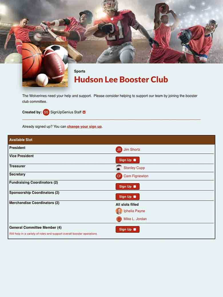 Organize the School Booster Club