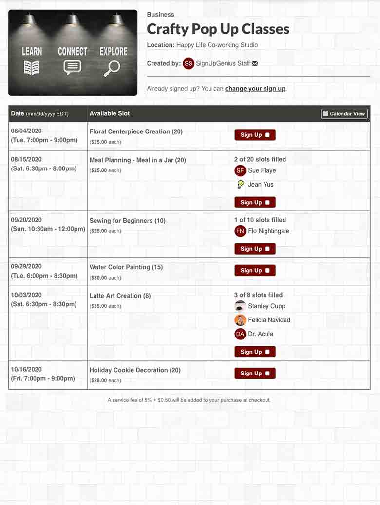 Coordinate Pop-up Scheduling