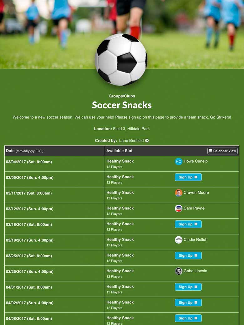 Coordinate Soccer Snacks