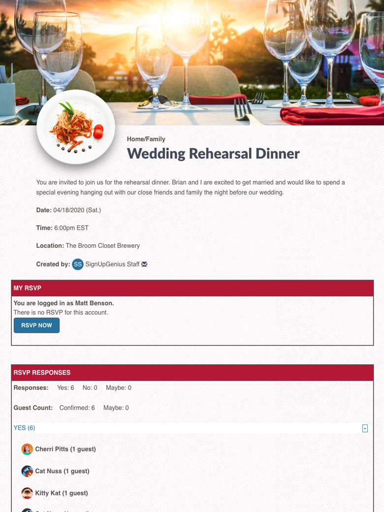 Coordinate Rehearsal Dinner Invites